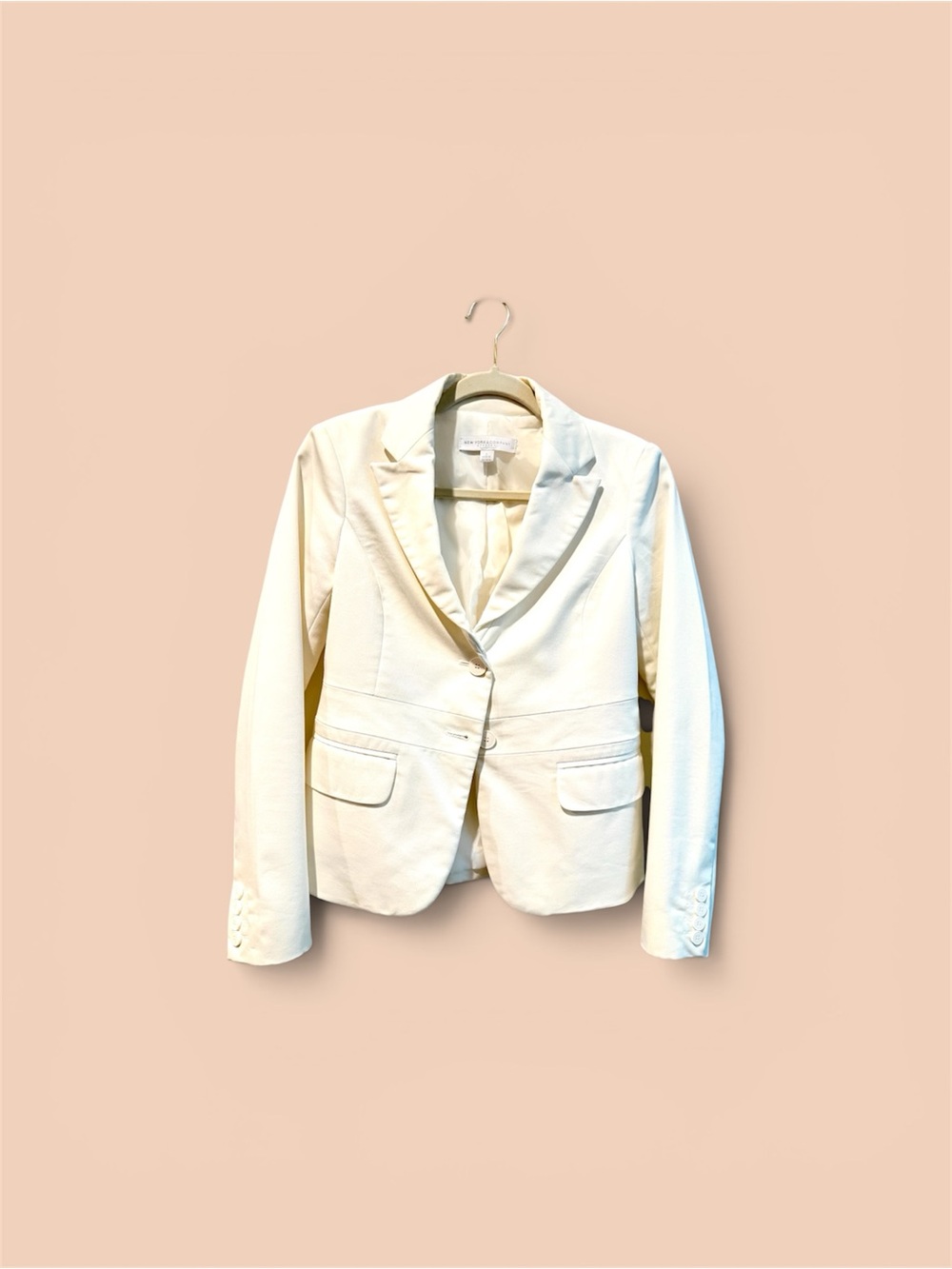 New York & Co Womens Cream Tailored Blazer Jacket